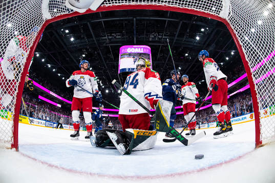 Joel Armia of Finland celebrates the 2-0 goal behind