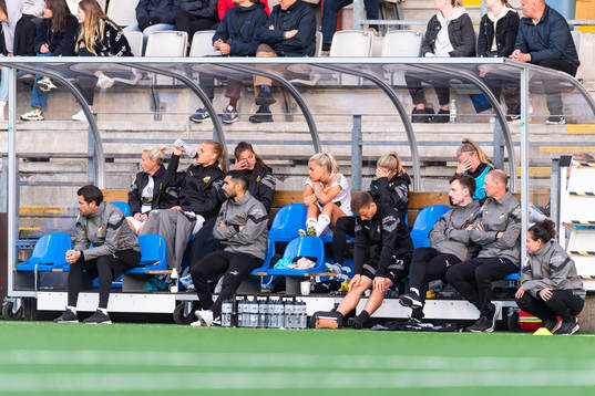 Häckens spelare och ledare deppar på bänken