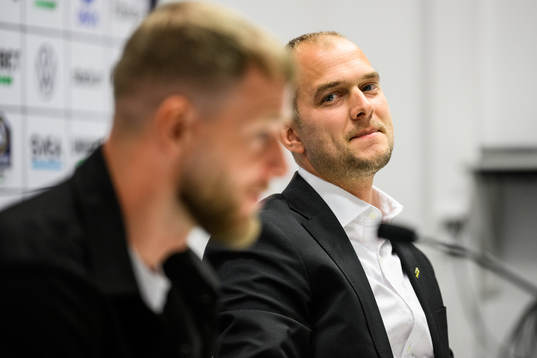 s John Guidetti och sportchef Henrik Jurelius