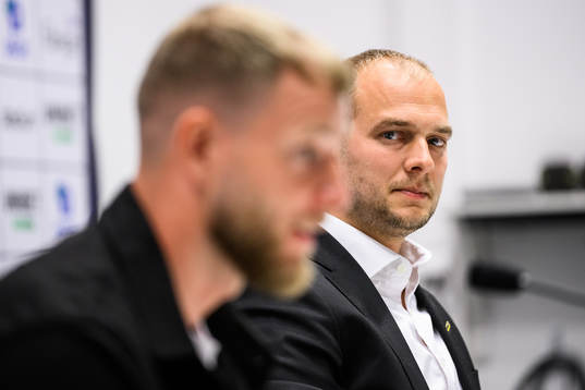 s John Guidetti och sportchef Henrik Jurelius