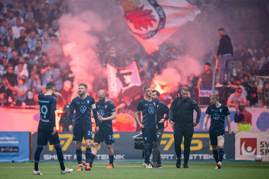 Malmö FFs Lasse Nielsen, Sören Rieks och Oscar Lewicki