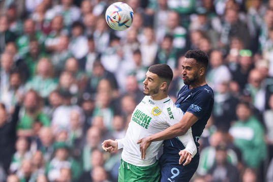 Hammarbys Edvin Kurtulus och Malmö FFs Isaac Kiese Thelin