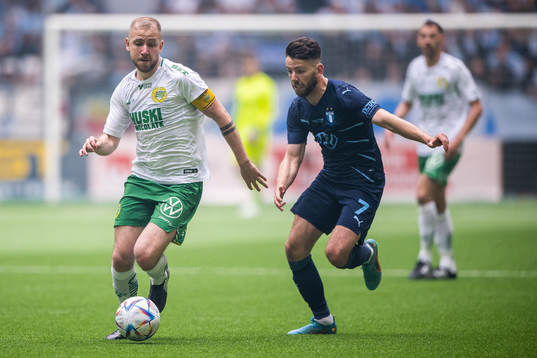 Hammarbys Darijan Bojanic och Malmö FFs Erdal Rakip