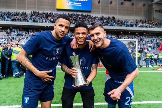 Malmö FFs Martin Olsson, Romain Gall och Matej Chalus