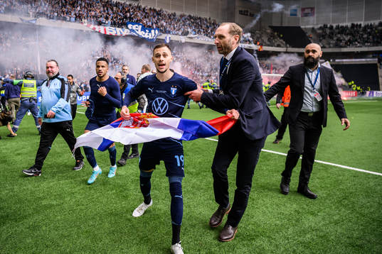 Malmö FFs Veljko Birmancevic och sportchef Andreas Georgson