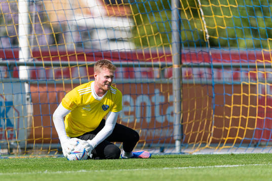 Falkenbergs målvakt Tim Erlandsson före fotbollsmatchen i