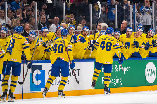 Carl Klingberg of Sweden celebrates with team mates