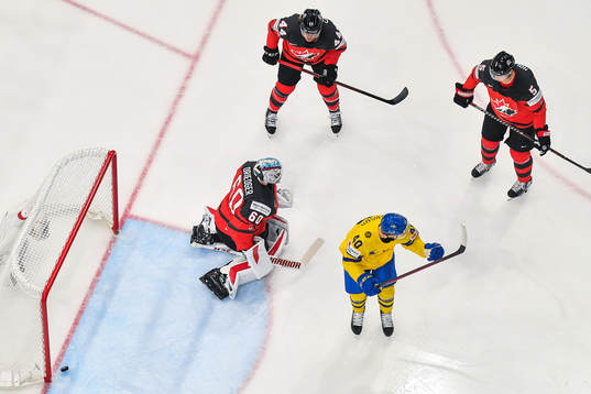 goaltender Chris Driedger Max Comtois and Nick Holden look