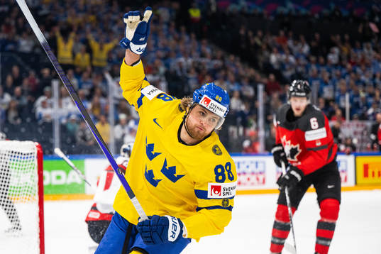 William Nylander of Sweden celebrates
