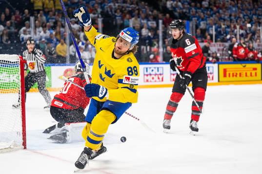 William Nylander of Sweden celebrates