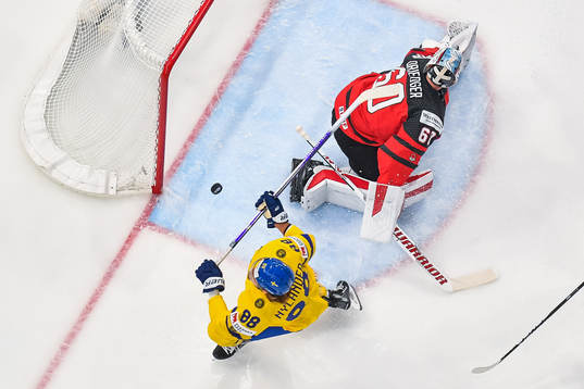 William Nylander of Sweden celebrates