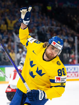 William Nylander of Sweden celebrates