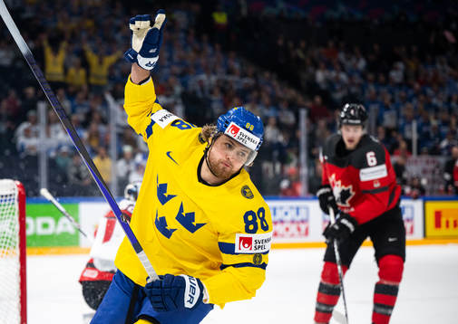 William Nylander of Sweden celebrates