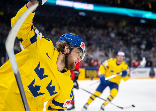 William Nylander of Sweden celebrates