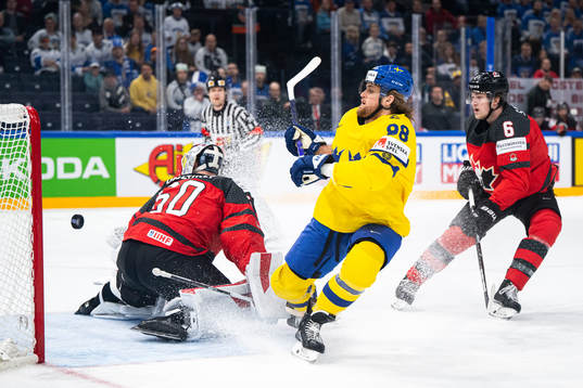 William Nylander of Sweden scores the 2-0 goal