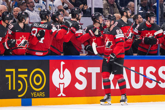 Pierre-Luc Dubois of Canada celebrates