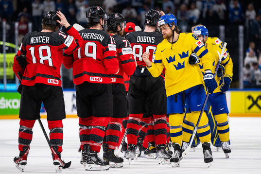 William Nylander of Sweden looks dejected