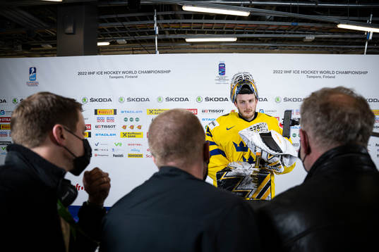 Goaltender Linus Ullmark of Sweden