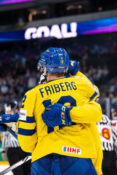 Max Friberg of Sweden celebrate with teammates