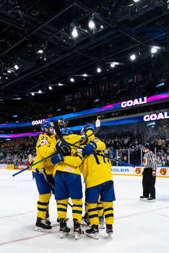 Max Friberg of Sweden celebrate with teammates