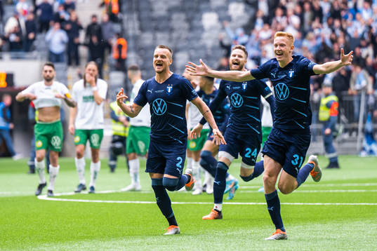 Malmö FFs Eric Larsson, Hugo Larsson och Lasse Nielsen