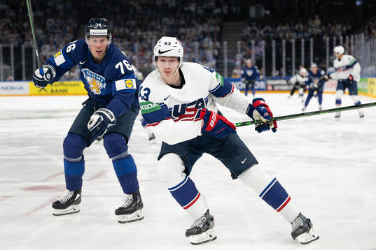 Jere Sallinen of Finland and Luke Huges of USA