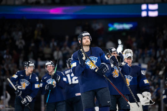 Joel Armia of Finland celebrate with teammates