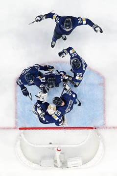 Players of Finland celebrate