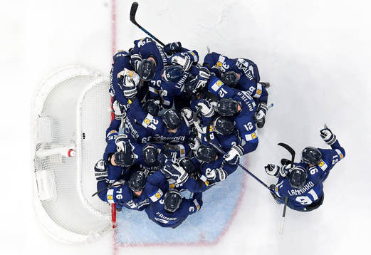 Players of Finland celebrate