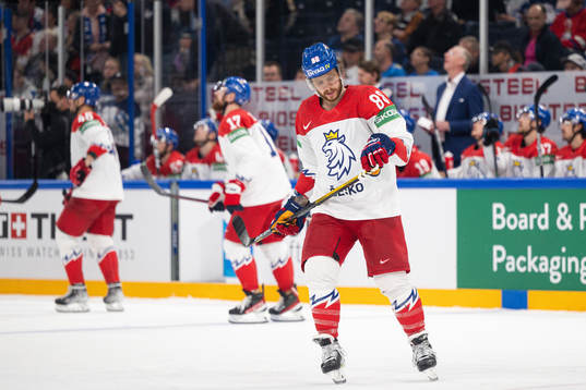 David Pastrnak of Czech Republic looks dejected