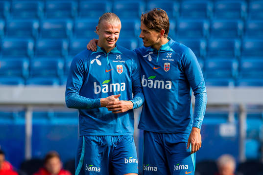 Erling Braut Haaland and Sander Berge of the Norwegian