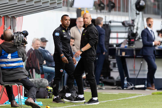 Helsingborgs tränare Alvaro Santos och tränare Mattias