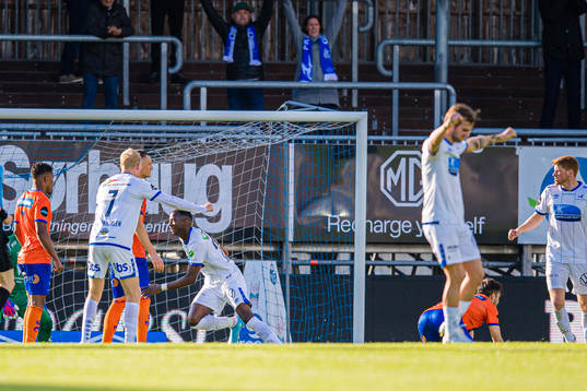 Alioune Ndour of Haugesund celebrates