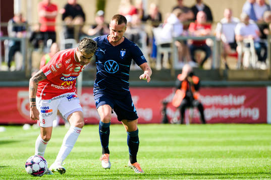 Degerfors Diego Campos och Malmö FFs Eric Larsson