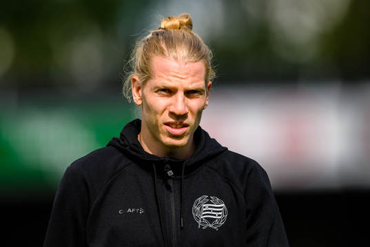 Hammarbys Gustav Ludwigson före fotbollsmatchen i