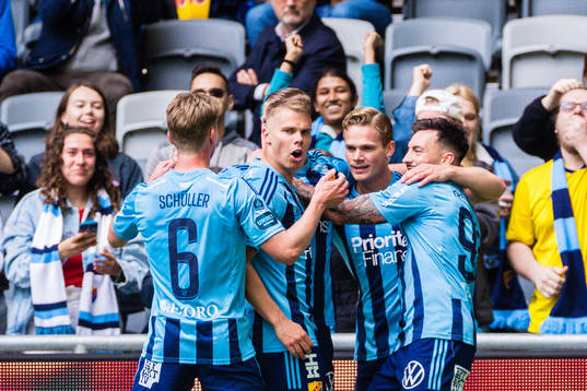 Djurgårdens Hampus Finndell jublar