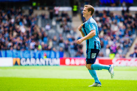 Djurgårdens Hampus Finndell jublar