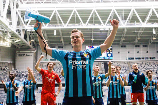 Djurgårdens Hampus Finndell jublar