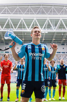 Djurgårdens Hampus Finndell jublar