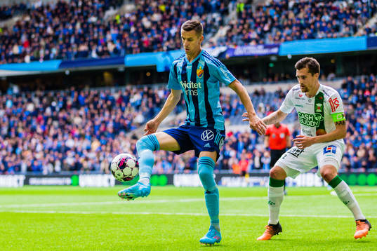 Djurgårdens Haris Radetinac och Varbergs Jon Birkfeldt