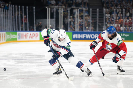 Alex Galchenyuk of USA and Michal Kempny of Czech Republic