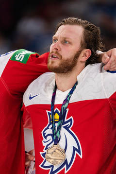 David Pastrnak of Czech Republic celebrates