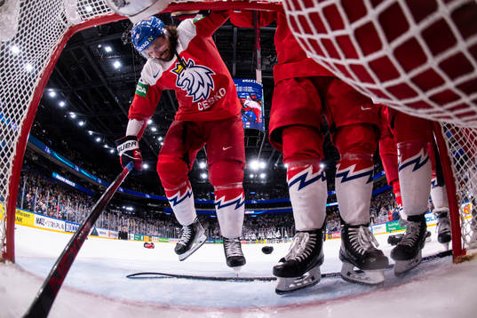 Michal Kempny (L) of Czech Republic celebrate with teammates