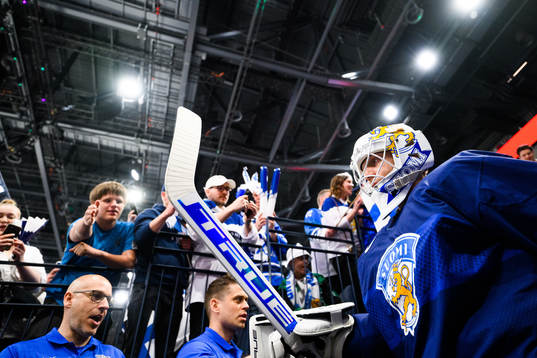 Goaltender Juho Olkinuora of Finland