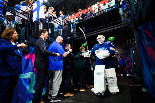Goaltender Juho Olkinuora of Finland