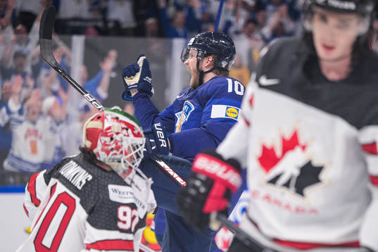Joel Armia of Finland celebrates