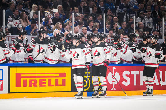 Zach Whitecloud of Canada celebrates