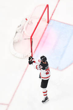 Damon Severson of Canada looks dejected