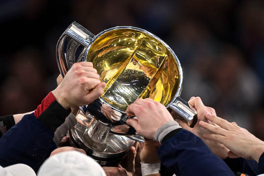 Players of Finland celebrate with the trophy
