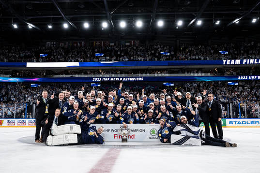 Players of Finland celebrate